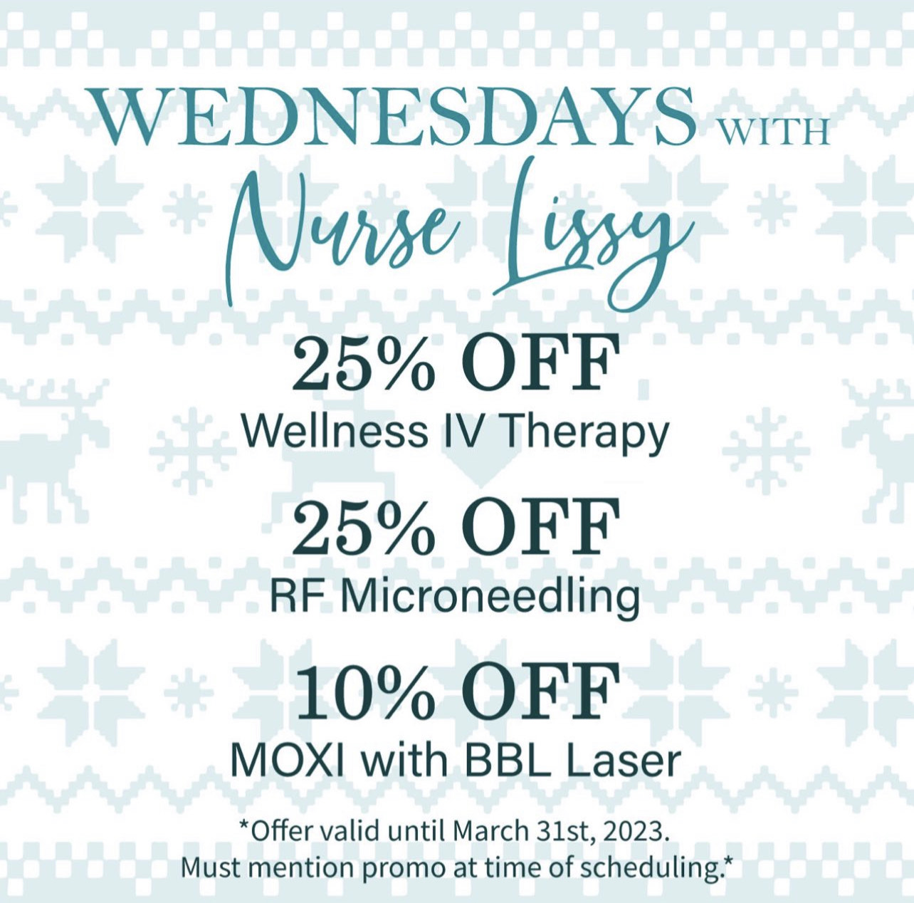 Wednesday's with Nurse Lissy Special Pricing